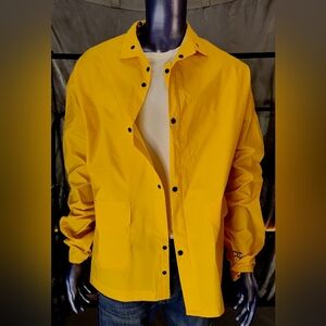 CLC Yellow PVC Work Rain Jacket Men’s Large Snap-Front Waterproof Windbreaker